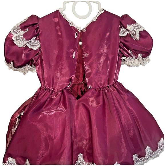 Vintage Girls Size 2 Pageant Dress Lace Faux Pearls Toddler Full Circle Party - Picture 9 of 10